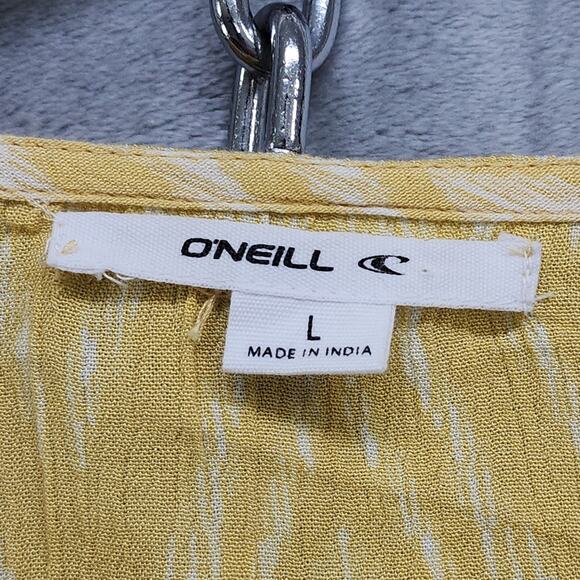 NEW O'Neill Top Womens L Yellow White Sylas Isabella Ikat Crop Viscose Boho - Picture 7 of 10